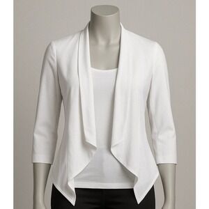Metaphor White Draped Waterfall Open Jacket Women's XS Lightweight Blazer